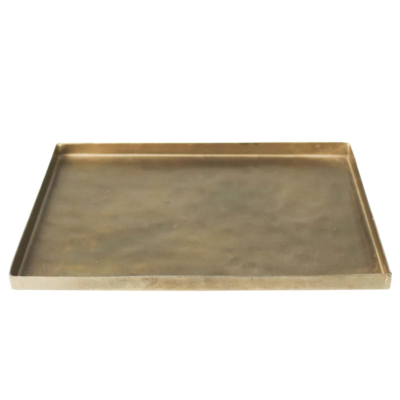 HomeRoots 8  Gold Metal Handmade Serving Tray - 6 W x 8.25 D x 0.5 H