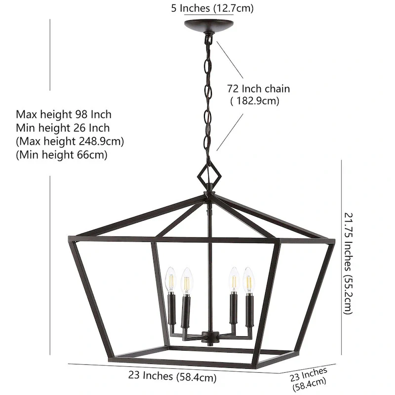 Floyd 4-Light Adjustable Iron Rustic Glam LED Pendant, by JONATHAN Y
