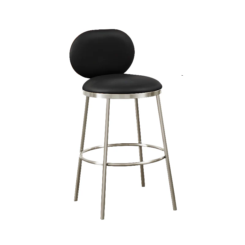 Modern 4-Leg Metal Faux Leather Upholstered Bar Stools