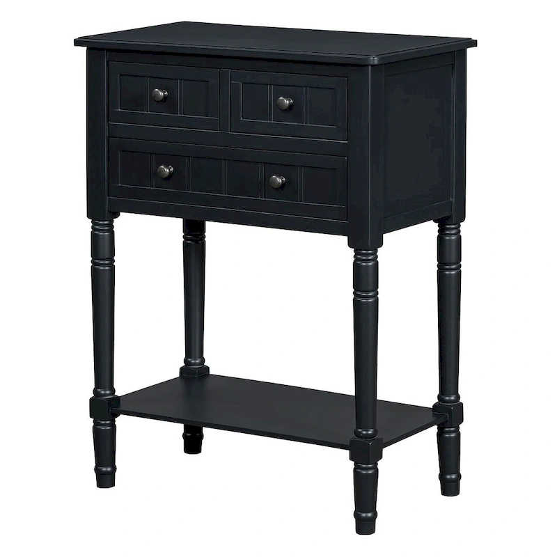 23.7 Farmhouse Solid Wood Console Table with 3 Drawers and Bottom Shelf