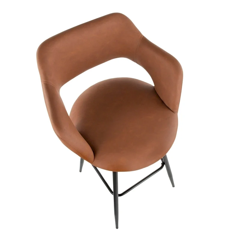 Faux Leather Bar Stools (Set of 2) - N/A