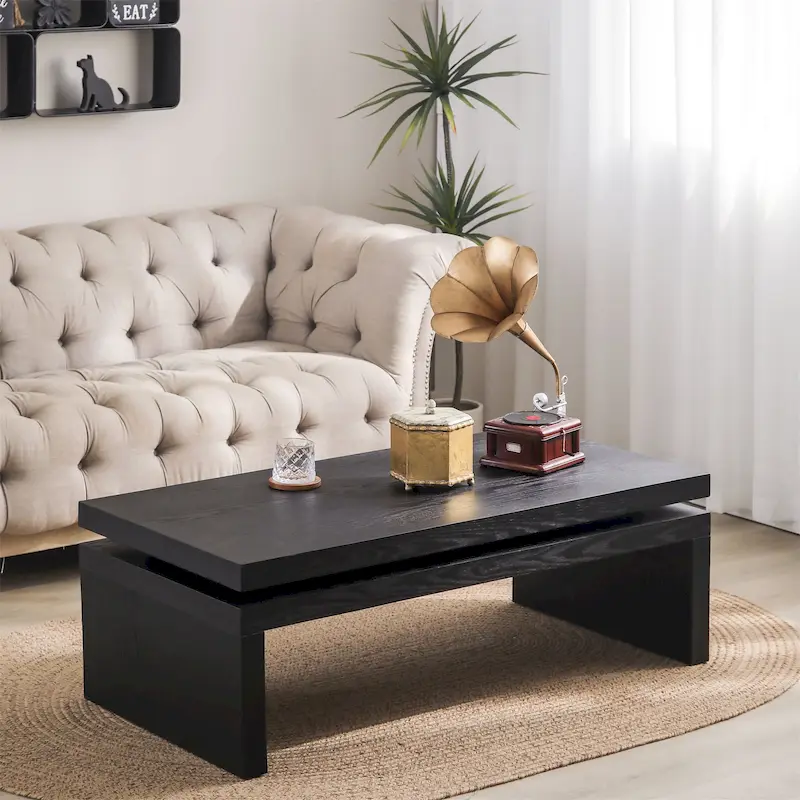 Modern Black Wooden Coffee Table