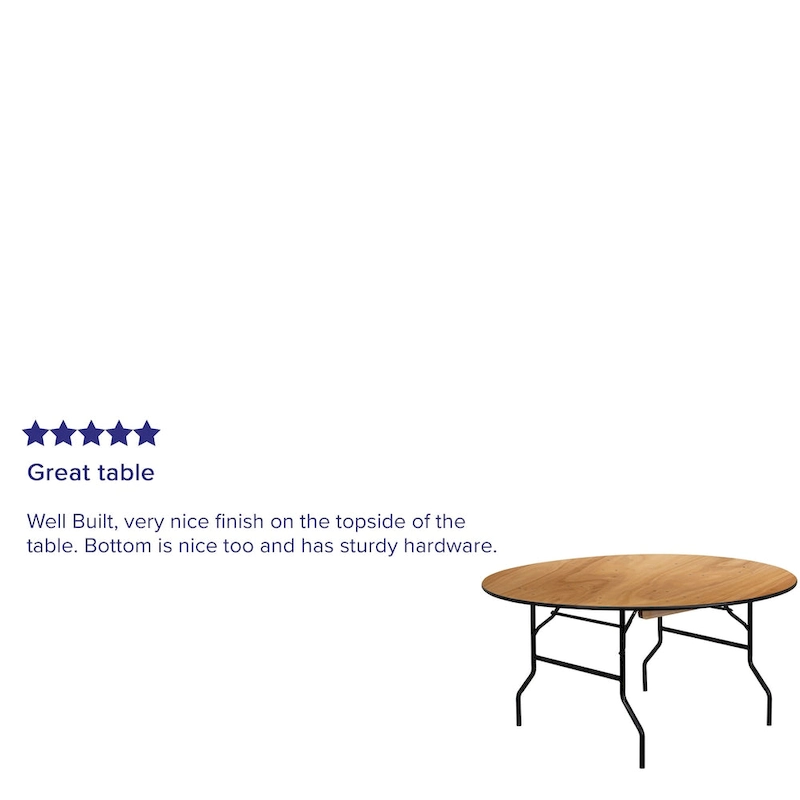 60-inch Round Wood Folding Banquet Table with Finished Top