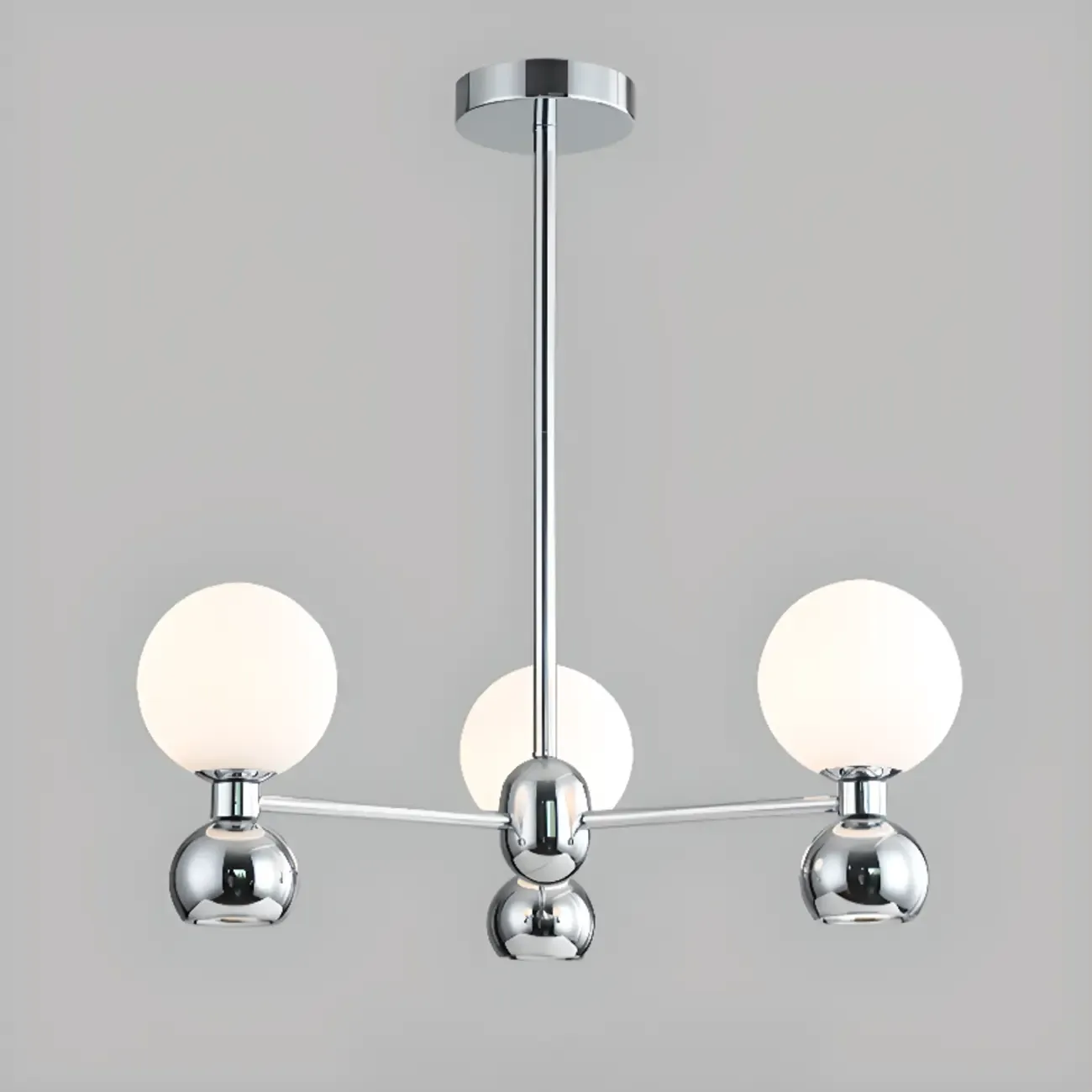 Modern Style White Globe Chandelier with Metal Frame