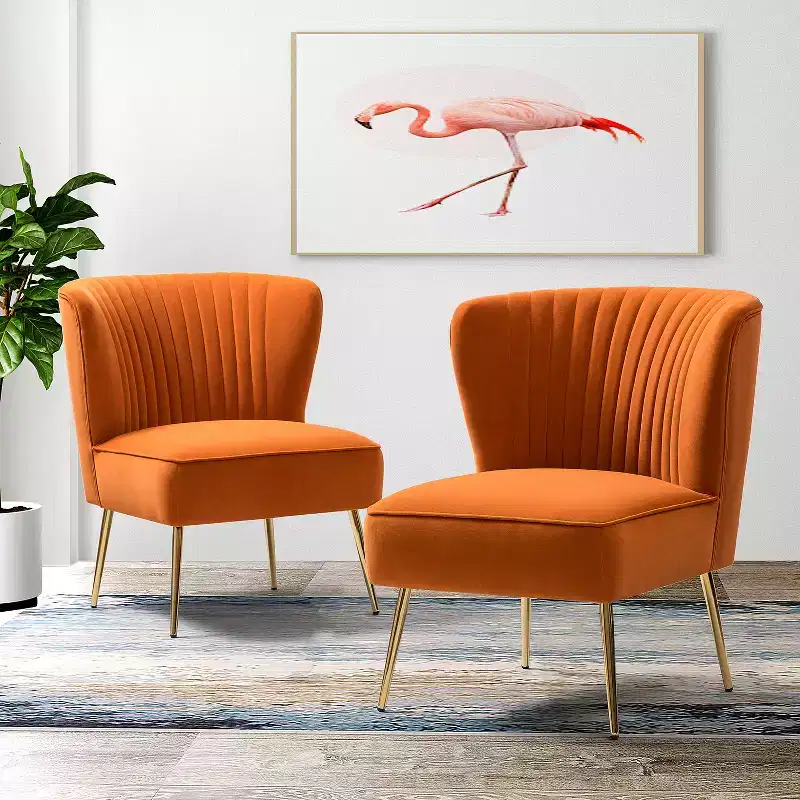 Quentin Velvet Accent Side Chair with Padded Seat Set of 2 | Karat Home