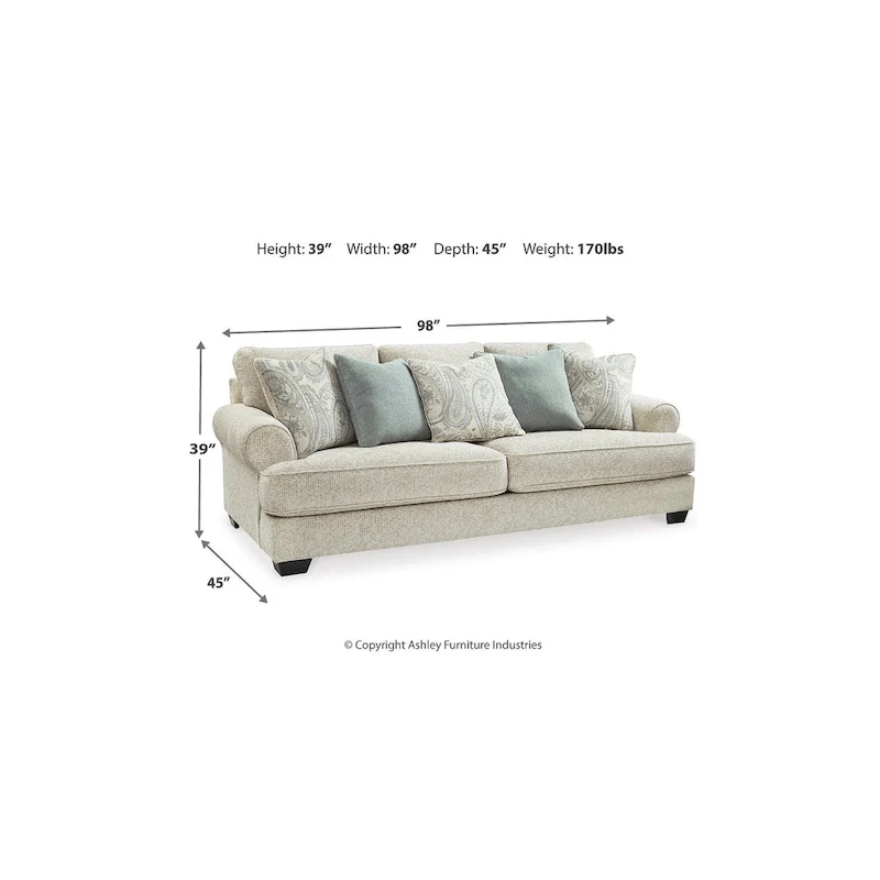 Monaghan Beige Sofa - 98 W x 45 D x 39 H