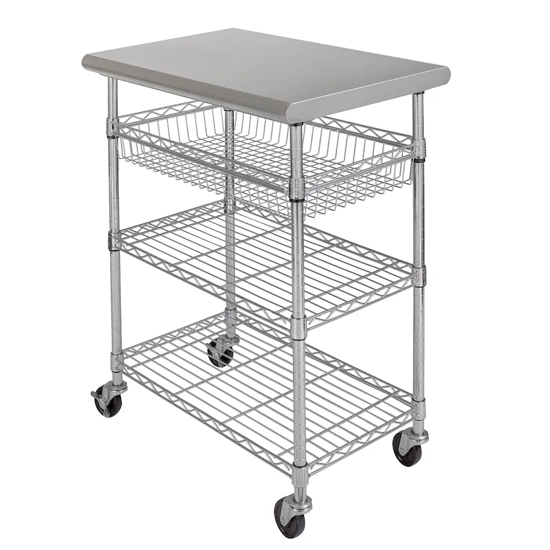 Seville Classics Stainless-Steel Utility Cart NSF, 30 W x 20 D x 36 H - N/A