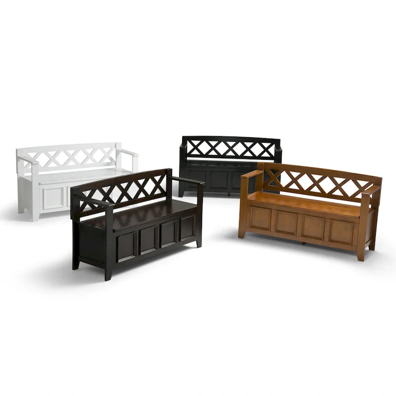 WYNDENHALL Halifax 48 inch Wide Solid Wood Transitional Entryway Bench - 48 Inches wide