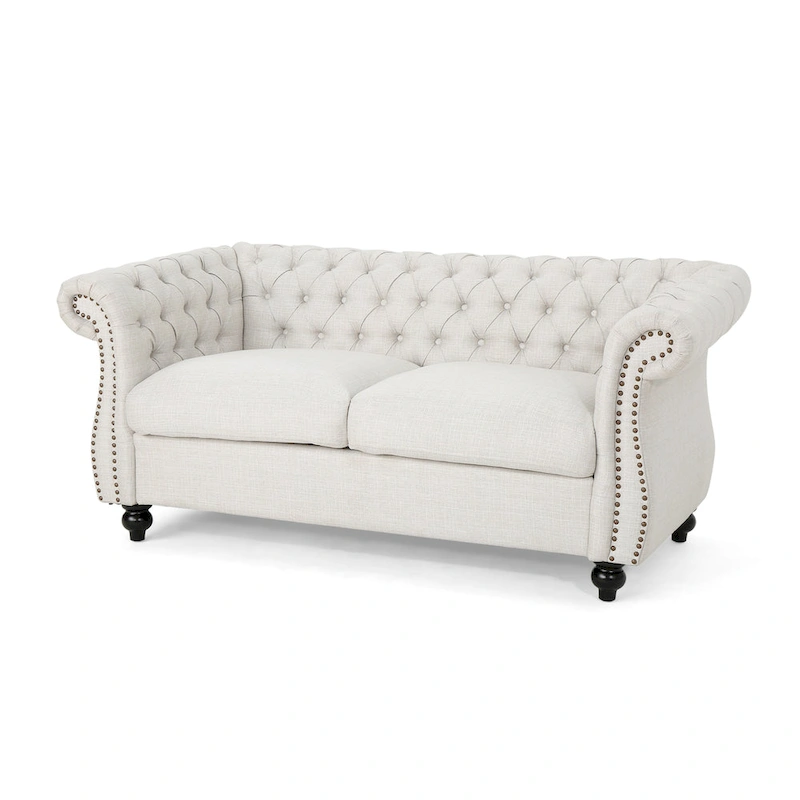 Somerville Upholstered Chesterfield Nailhead Loveseat by Christopher Knight Home