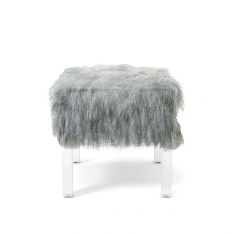 Modern Faux Fur Acrylic Footstool