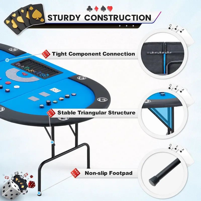 AVAWING 9 Players Game Poker Table Casino Leisure