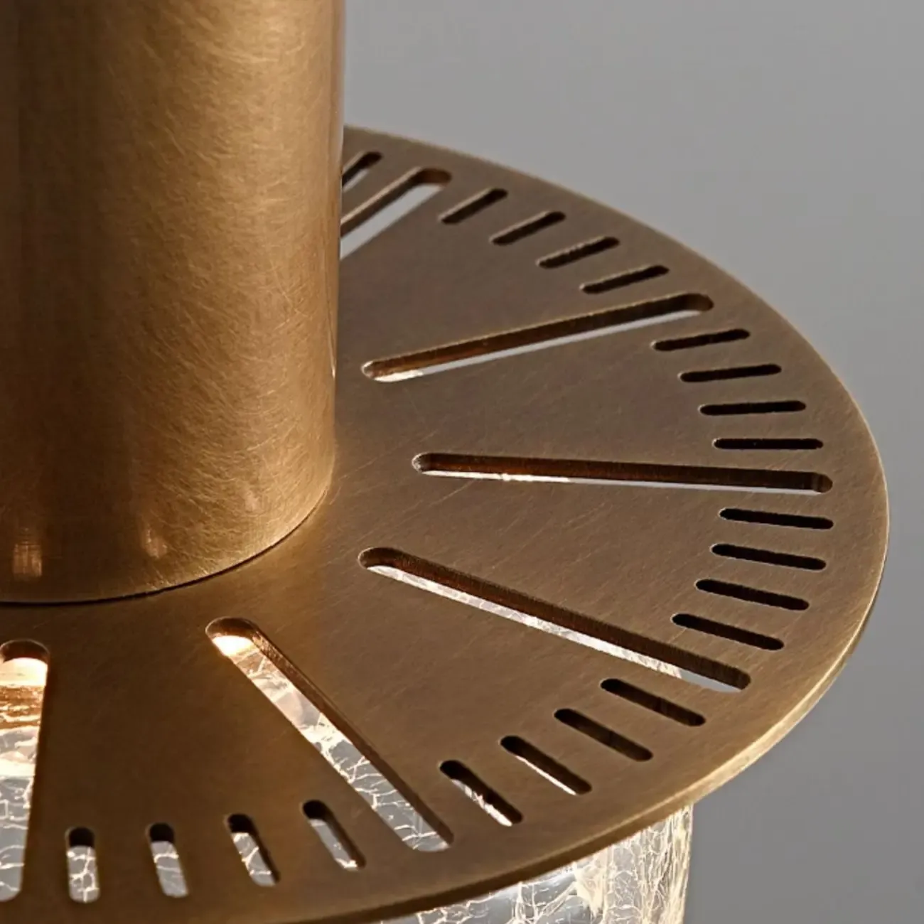 Modern Brass Metal Crackle Glass Warm LED Pendant Light