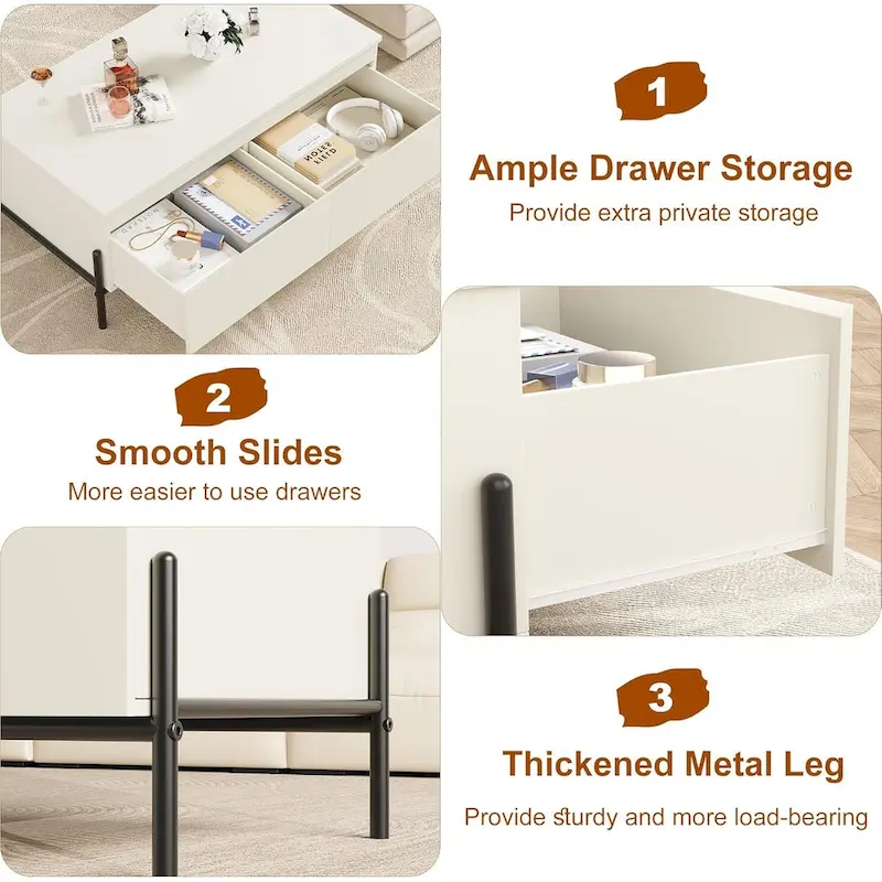 Coffee Table White Center Table Modern Living Room Table