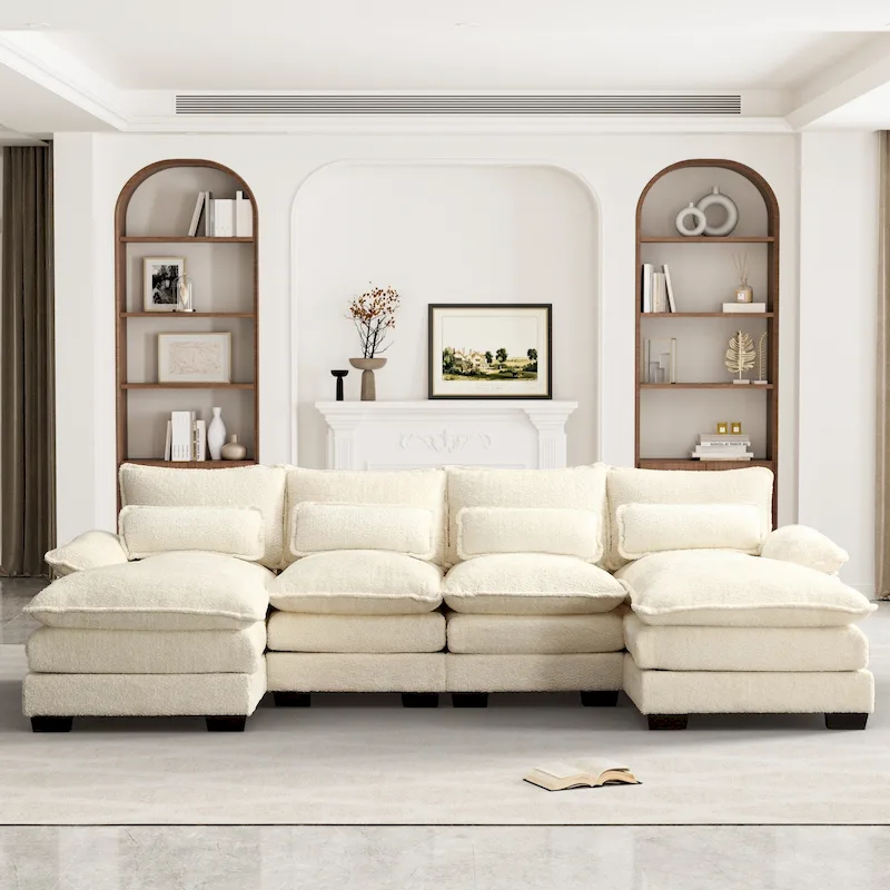 Ouyessir Large Chenille Fabric U-shaped Sectional Sofa with Cushions