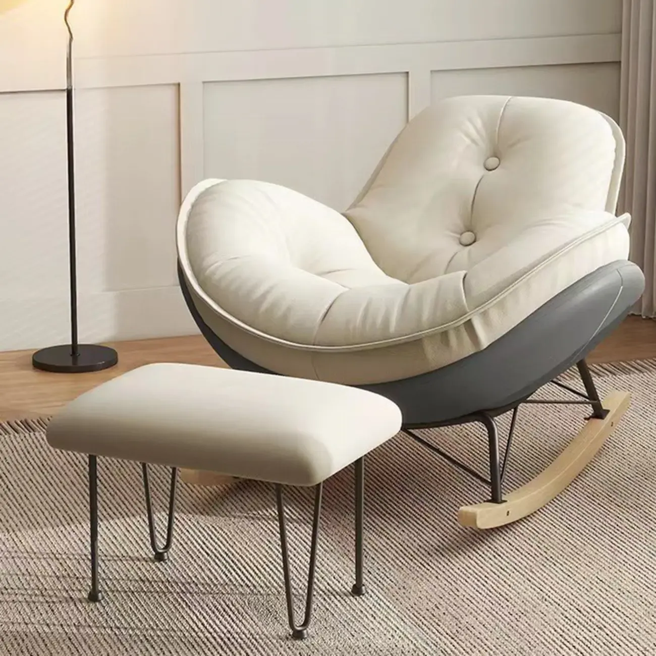 Upholstered Flared Arm Rocking Chair with Optional Ottoman