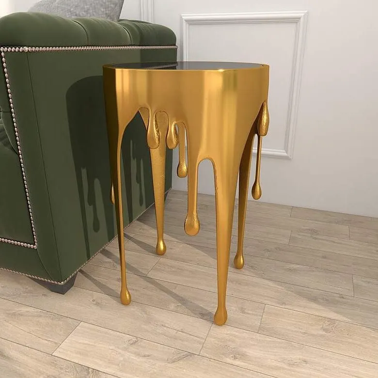 Artistic 16 Wide Metallic Drip Metal Accent Table - 16 x 25