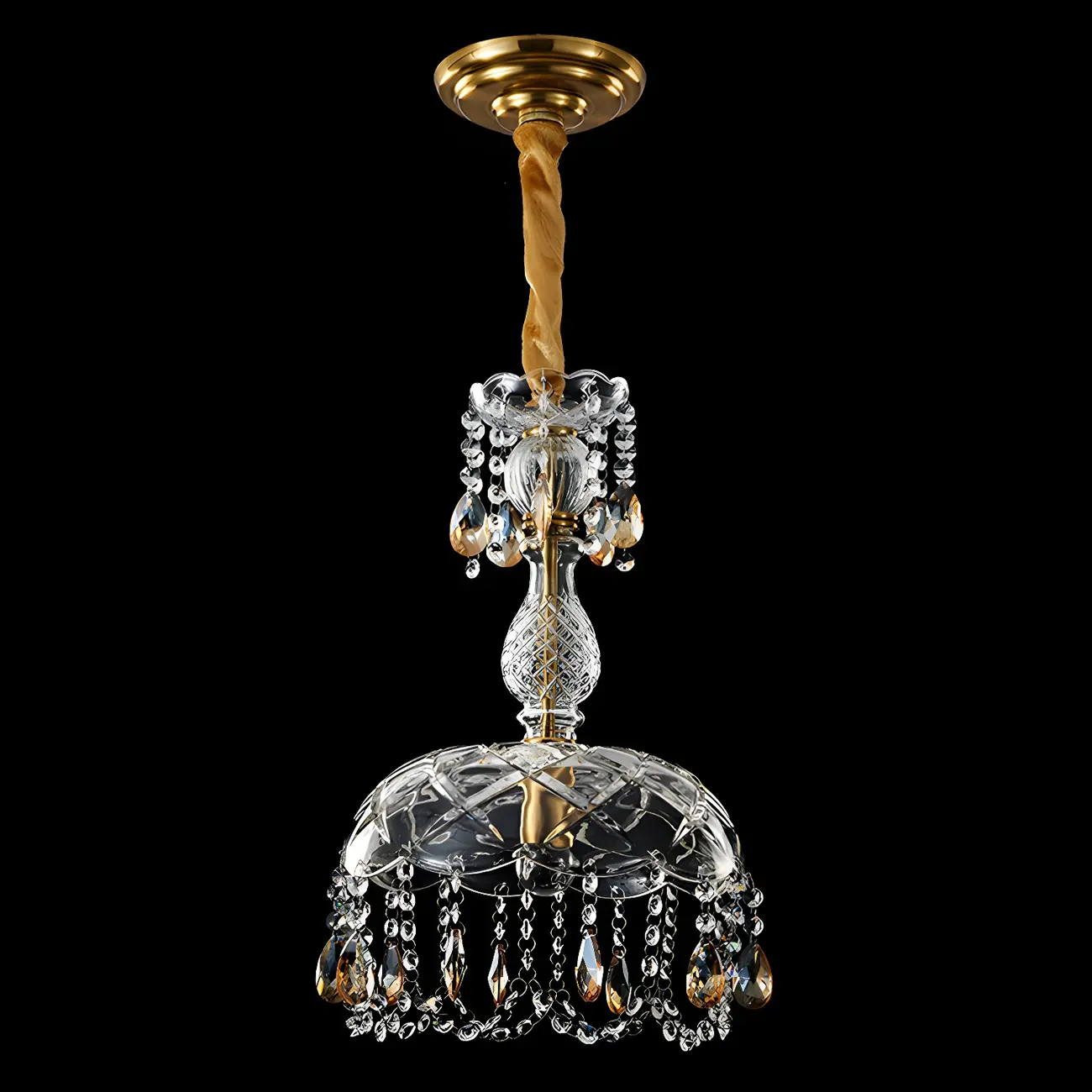 Luxury Dome Clear Crystal Pendant Light Adjustable Height
