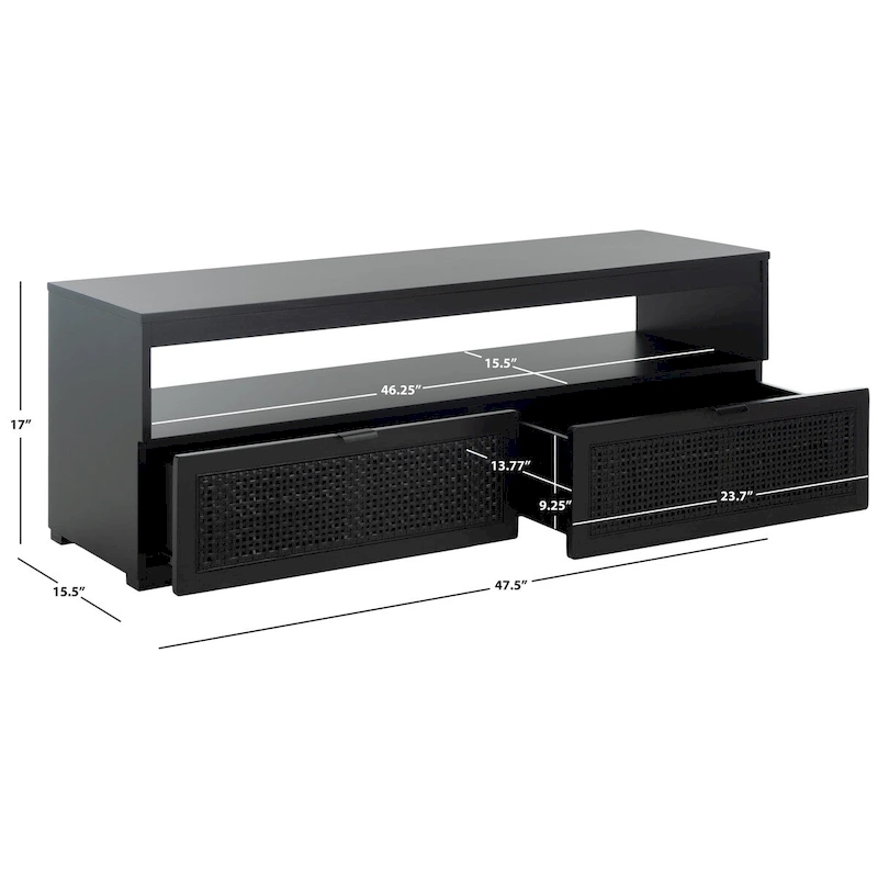 SAFAVIEH Kaitlyn 2-Drawer 1-Shelf Entertainment Media Stand (Fits Up To 55  Flatscreen TV) - 48Wx16Dx17H