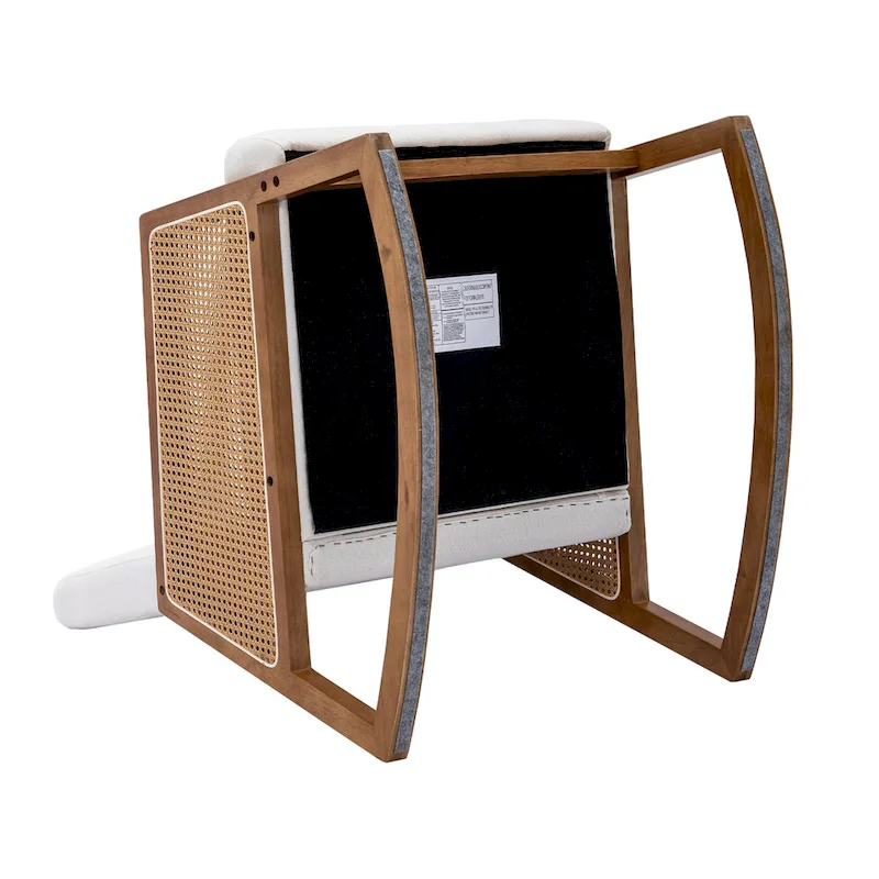 Modern PU Leather Rocking Chair with Rattan Arms