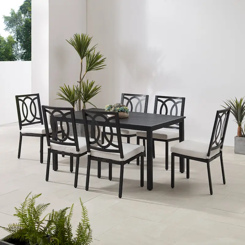 Crosley Chambers 7Pc Outdoor Metal Dining Set - Matte Black