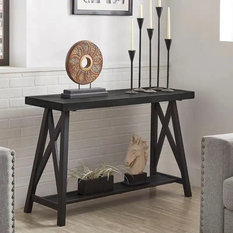 Bryson Rustic X-Base Sofa Entryway Table by iNSPIRE Q Classic