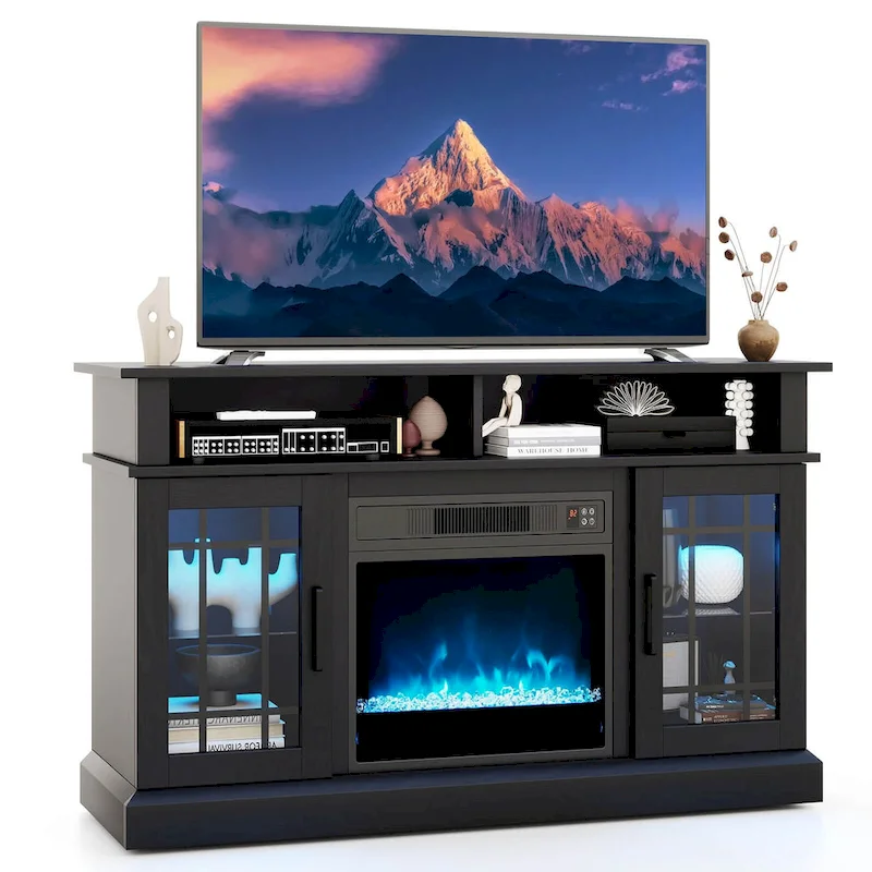Costway TV Stand with Electric Fireplace LED Lights Remote Controls - See Details