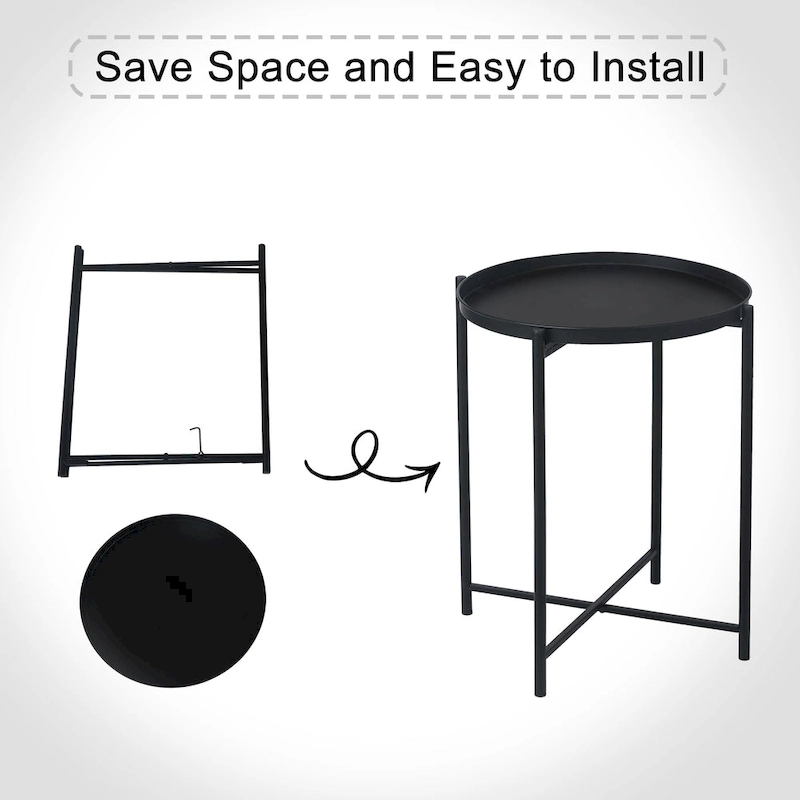 Adeco Gold End Table Metal Waterproof Snack Beside Table Accent Coffee Table - 16.9(D)x 16.9(W)x 20.5(H)