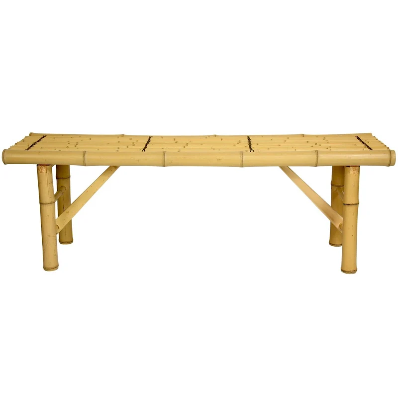 Handmade 4' Japanese-Style Light Bamboo Folding Bench - 47.00W x 14.00D x 15.75H