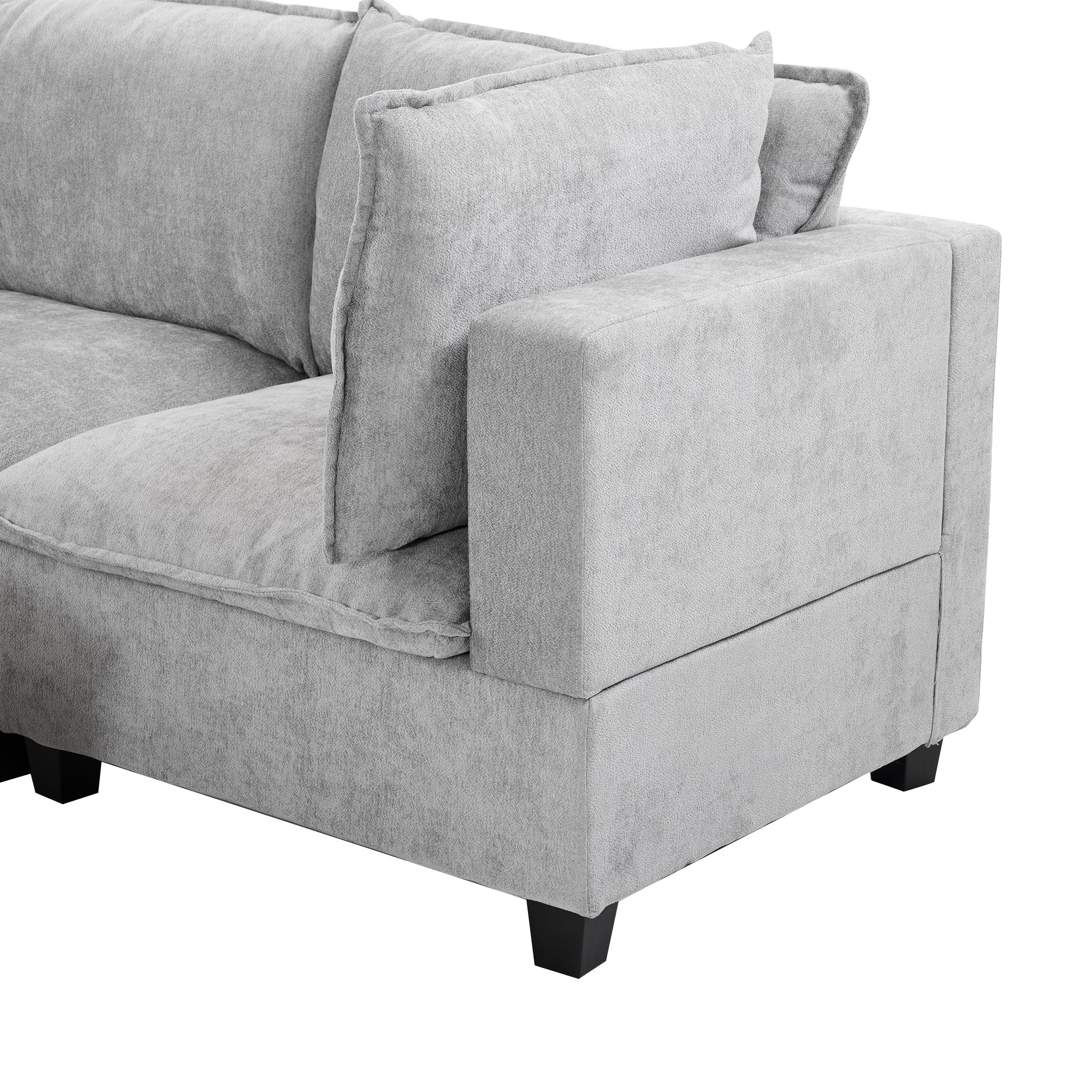 Walker Edison | Cloud Chenille Modular Sectional Sofa with Coffee Table