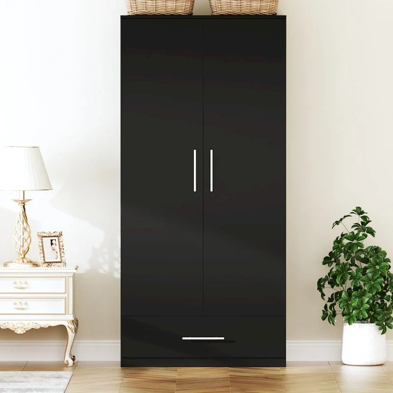 2Door Wardrobe Armoire with Storage Drawer and hanging rod