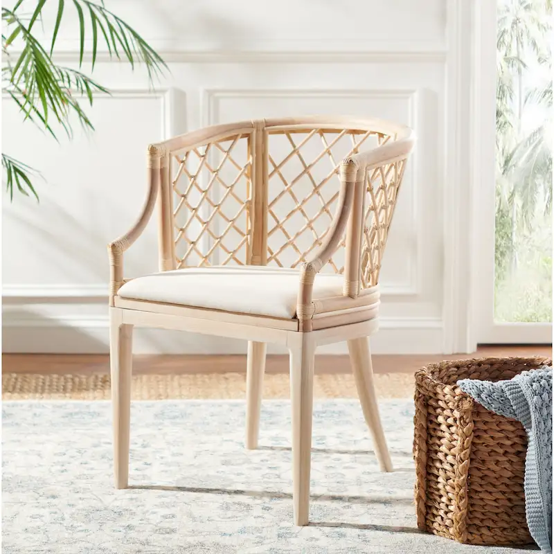 Theona Rattan Lattice Arm Chair - 22.3W x 23L x 31.3H - 22Wx23Dx31H