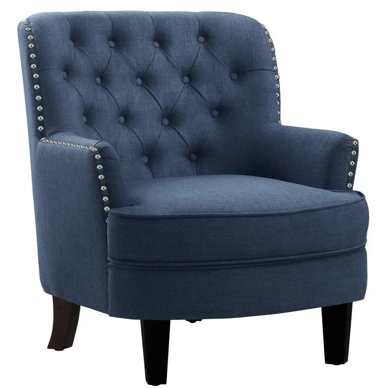 Moser Bay Mignon Velvet / Linen 30 Wide Tufted Wingback Accent Chair