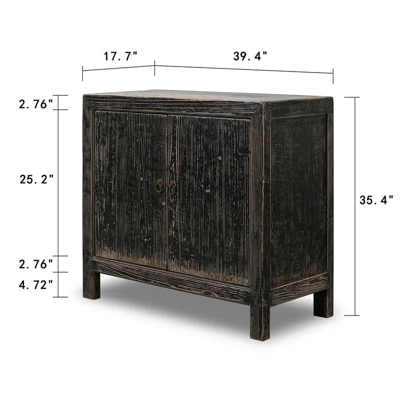 Two Doors Cabient Distressed Black 39x18x35H