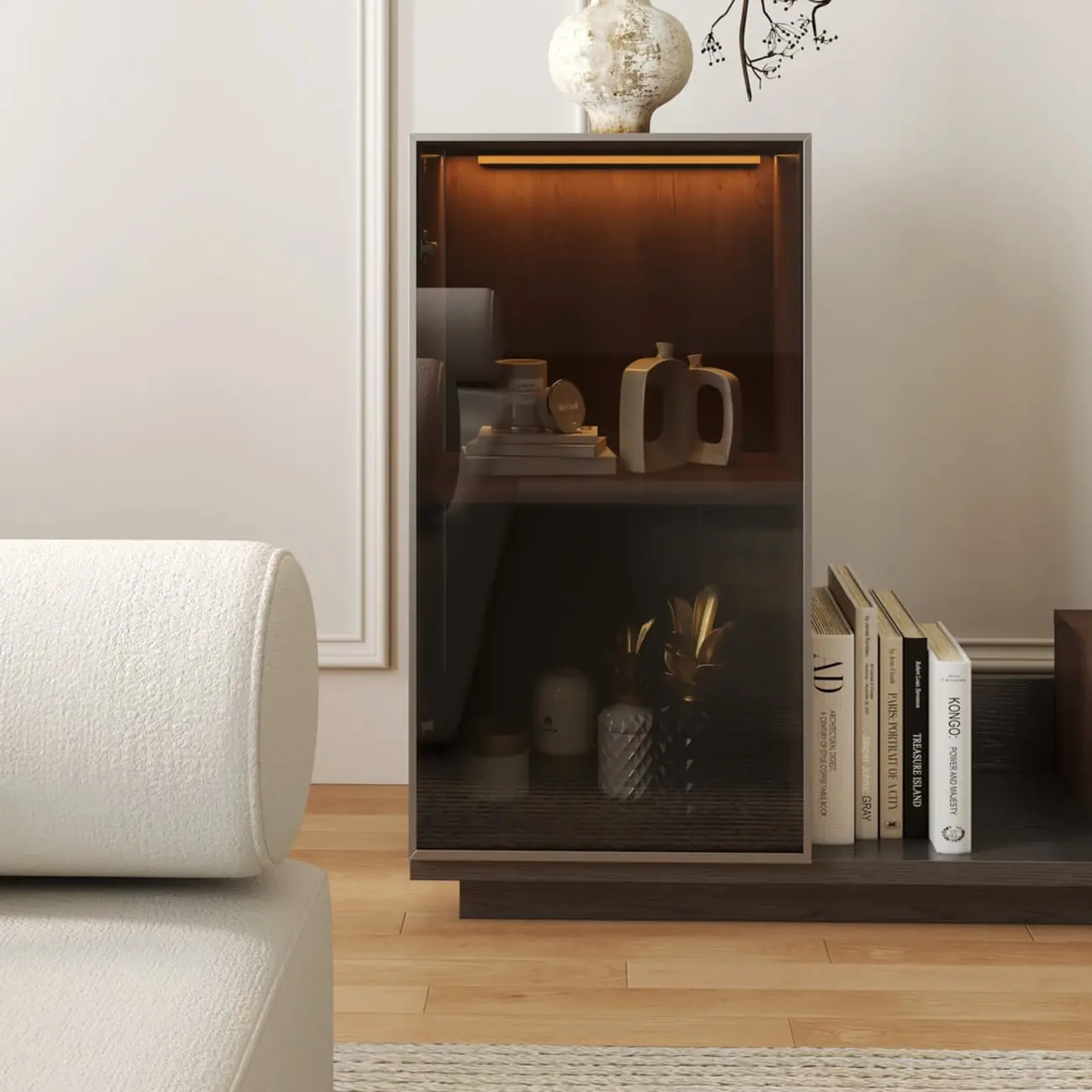 Mid-Century Walnut Extendable Wooden TV Stand with Drawers