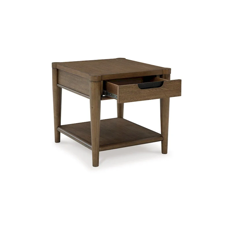 Howie Side End Table, Drawer and Shelf, Rectangular 26 Inch Brown Wood