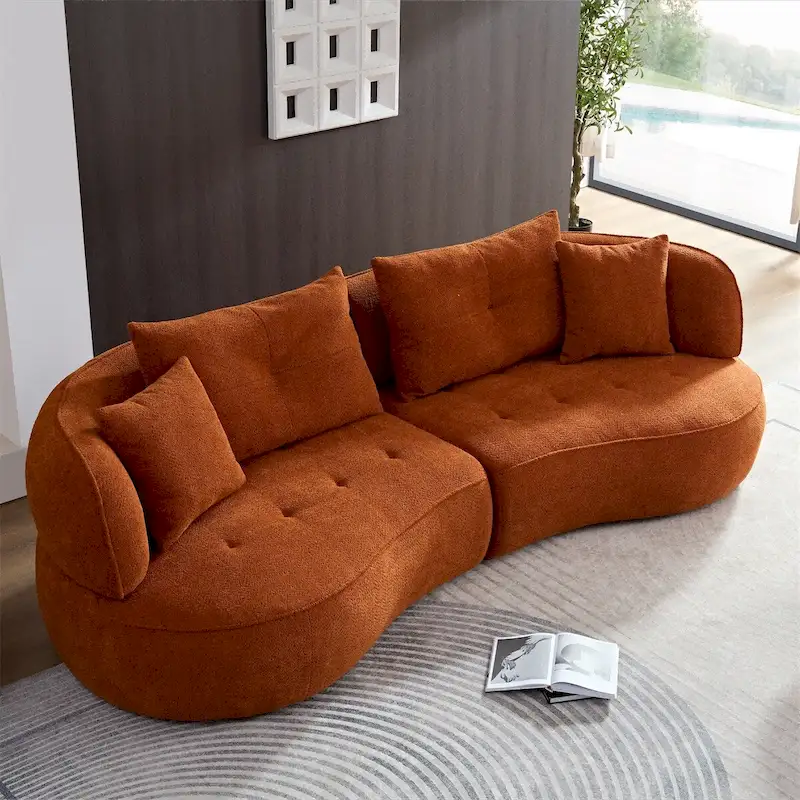 Sectional Sofa With Removable Pillows,Durable Fabric,Solid Wood Frame
