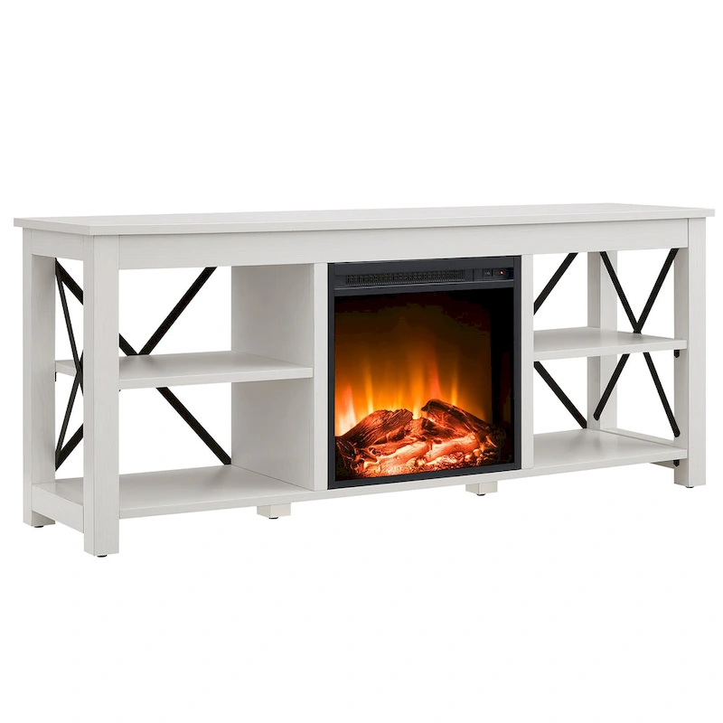 Sawyer TV Stand with Log Fireplace Insert