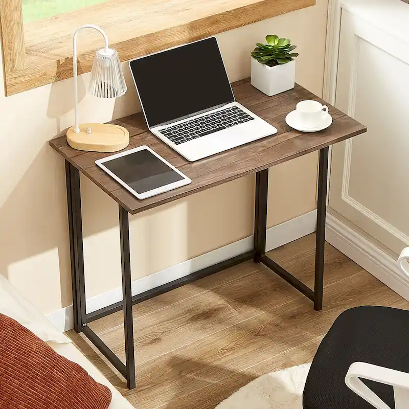 Folding Computer Desk, 31.5 No Assembly Writing Desk, Space Saving Foldable Laptop Table for Home Office