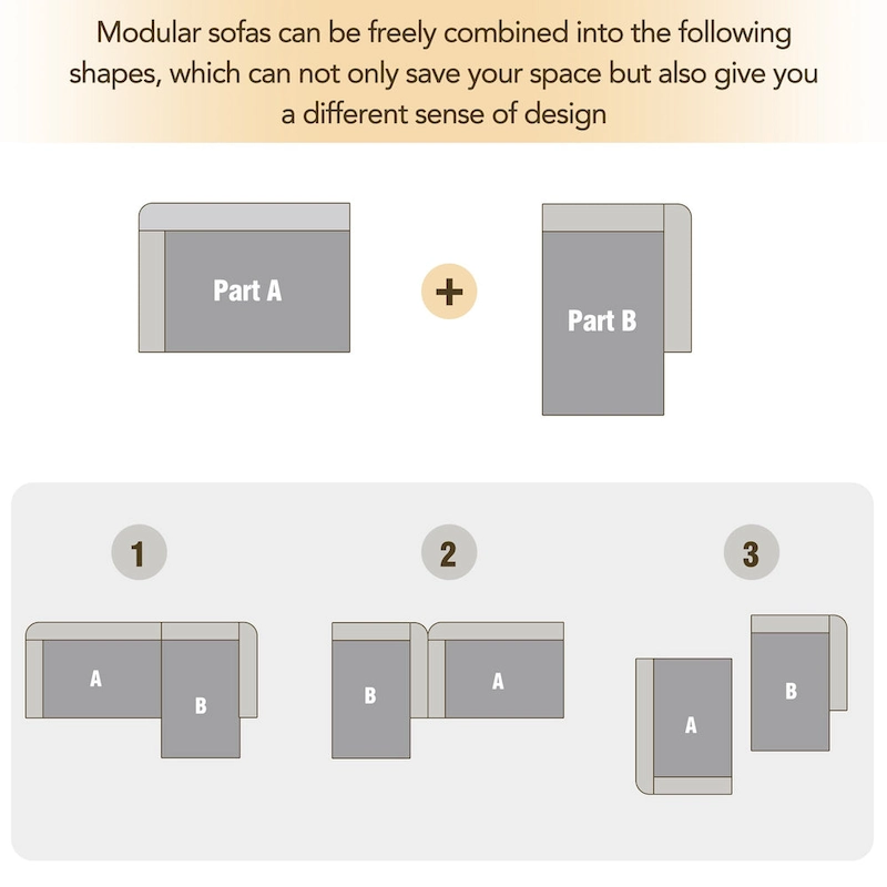 112.2 Chenille Modular L-Shaped Sofa Bed with Free Combination Design and No-Assembly Required