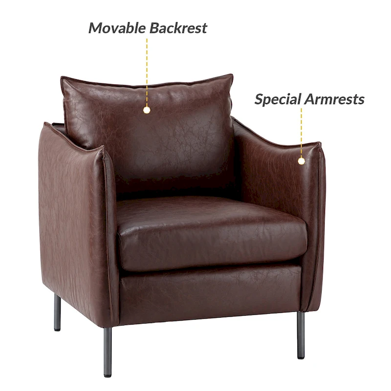 Jaime Modern Vegan Leather Accent chair with Metal Legs Set of 2 by HULALA HOME