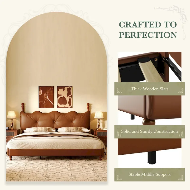 Calka Luxury Upholstered PU Leather Bed by Christopher Knight Home