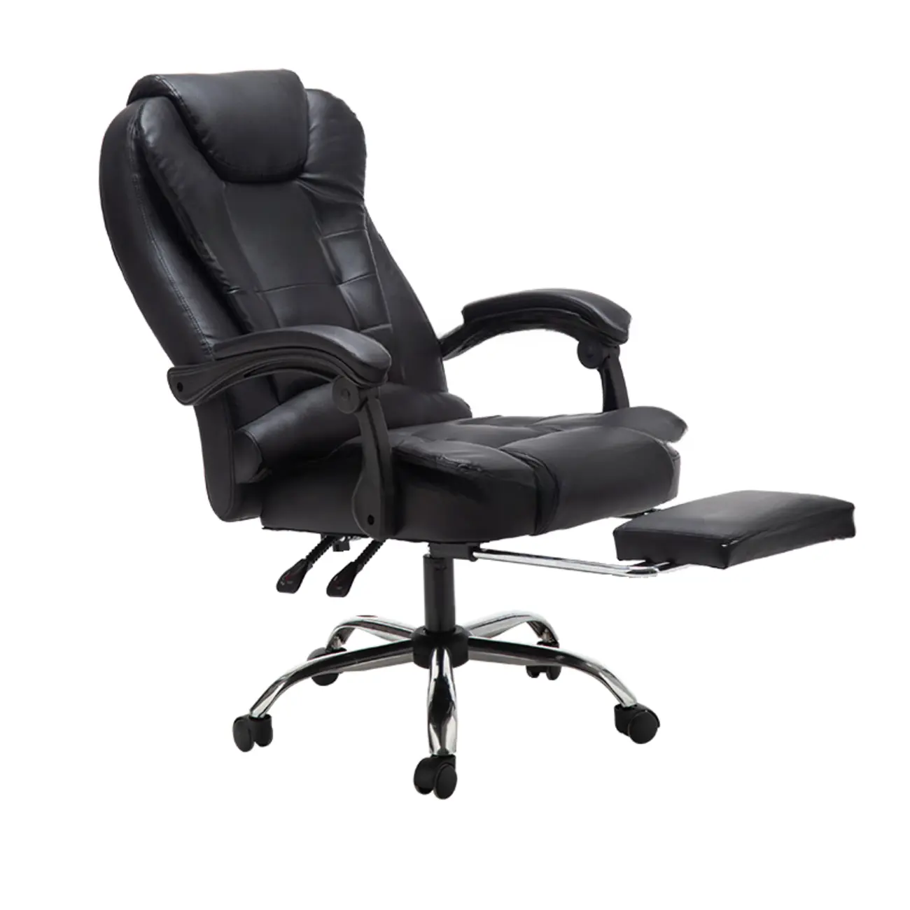 Executive Ergonomic Black Leather Swivel Reclining Office Chair