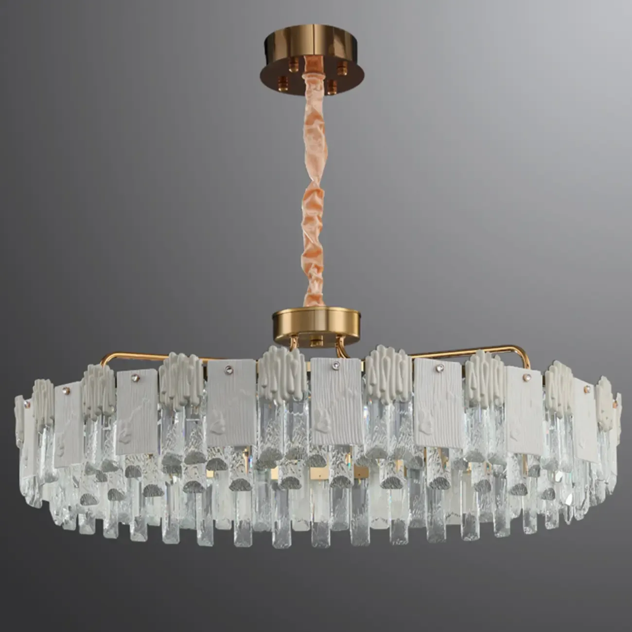 Modern Round Gold Crystal Drum Dimmable LED Chandelier