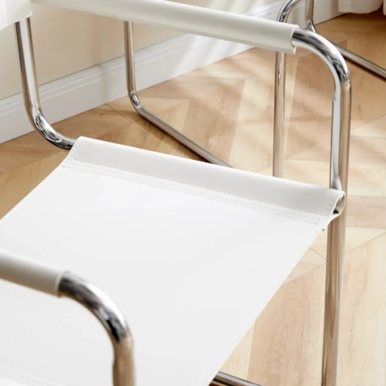 Modern Stainless Steel Open Back Arm Dining Chair