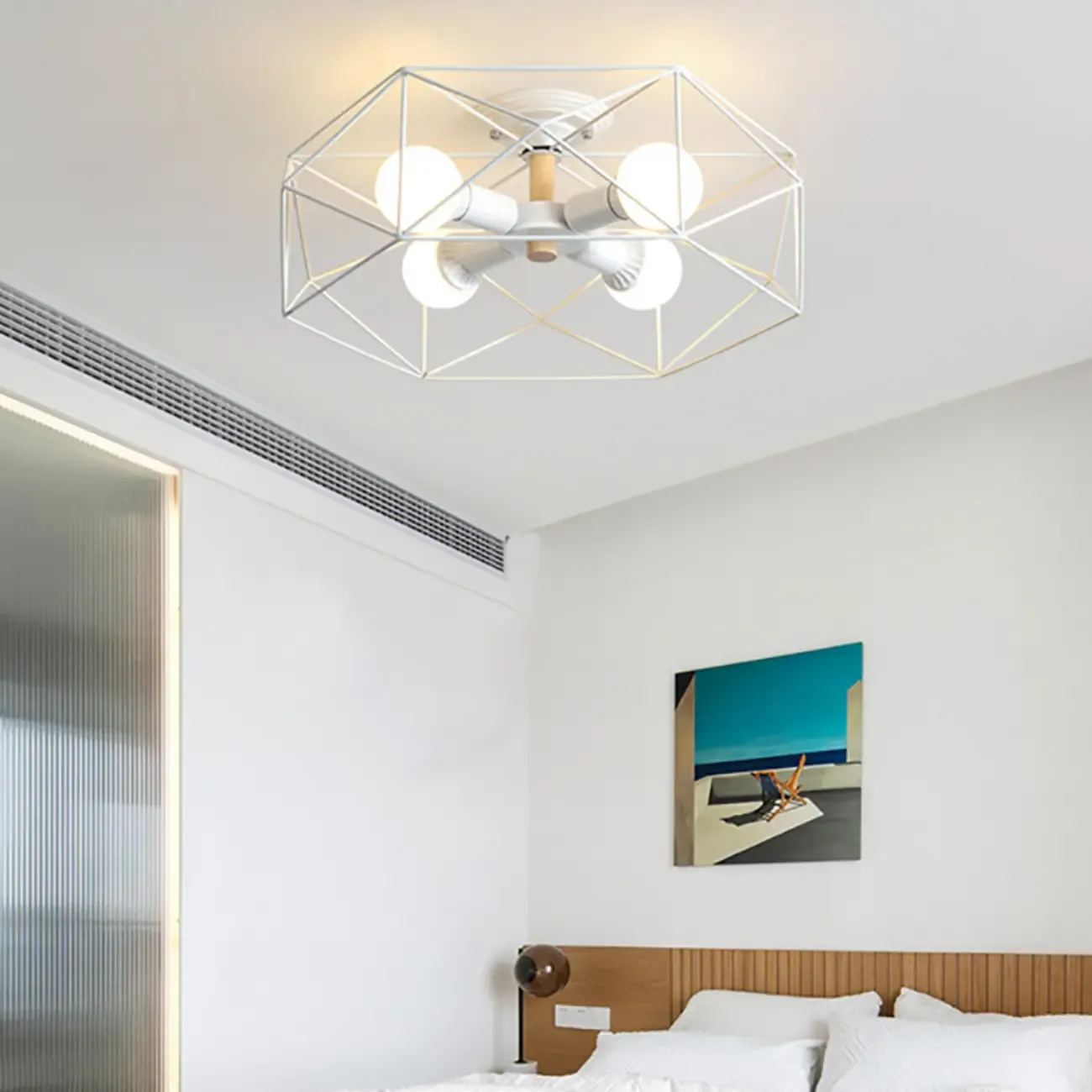 Sleek Gold Semi-Flush Ceiling Light with Iron Drum Shade