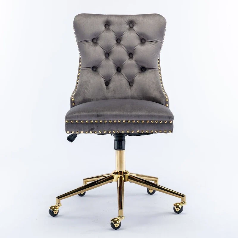 Office Chair with Wheels, Adjustable Height, Velvet Upholstered Tufted Button Computer Desk Chair Swivel