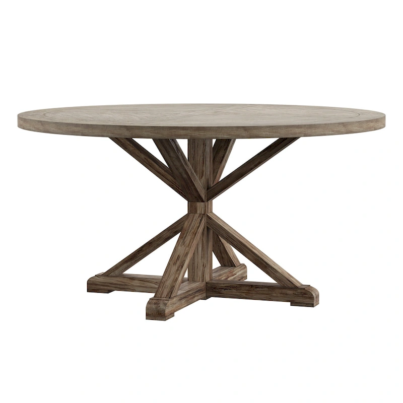 Benchwright Round Antique Grey Oak Dining Table by iNSPIRE Q Artisan
