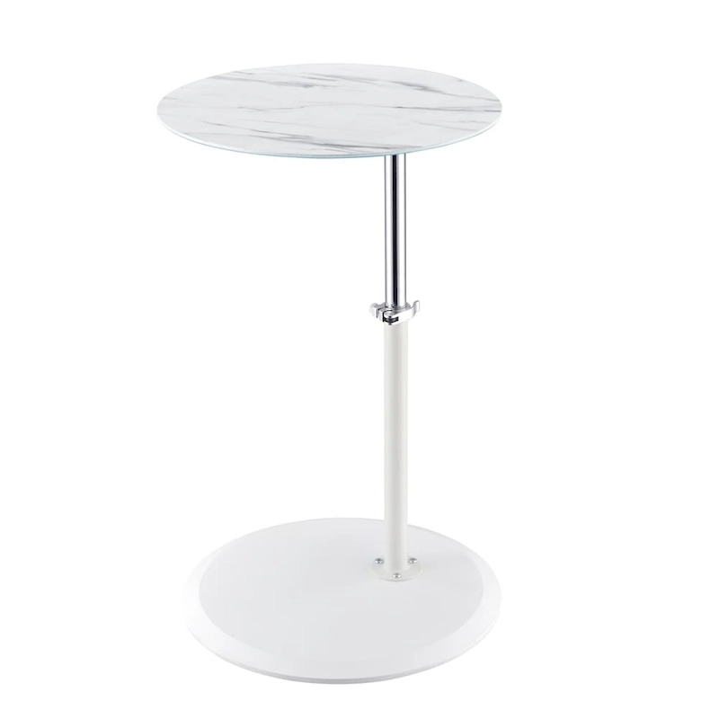End Table with Height Adjustable Marble Textured Top