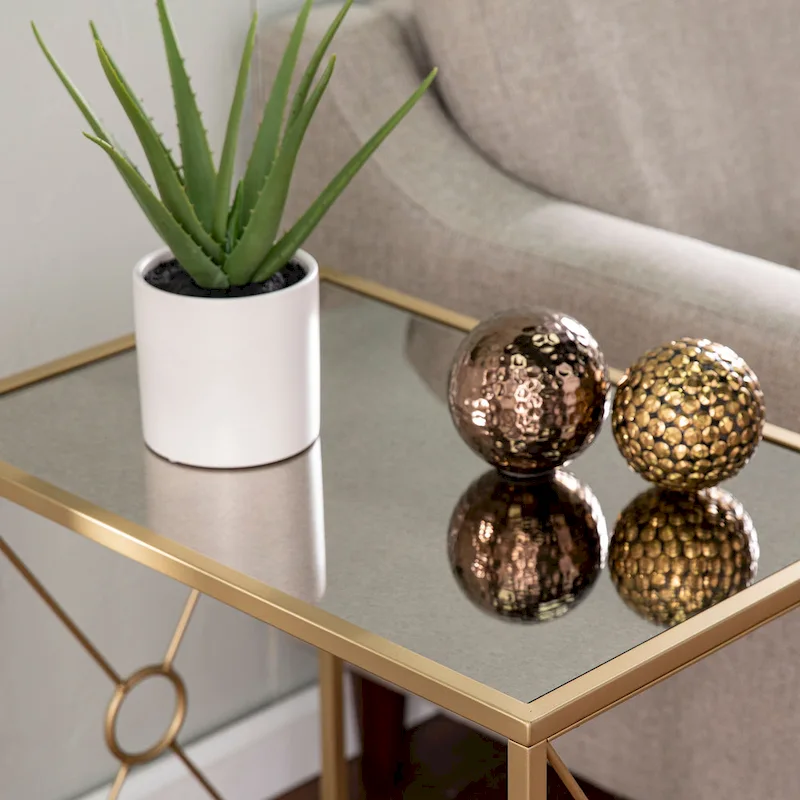 Transitional Gold Metal Side Table