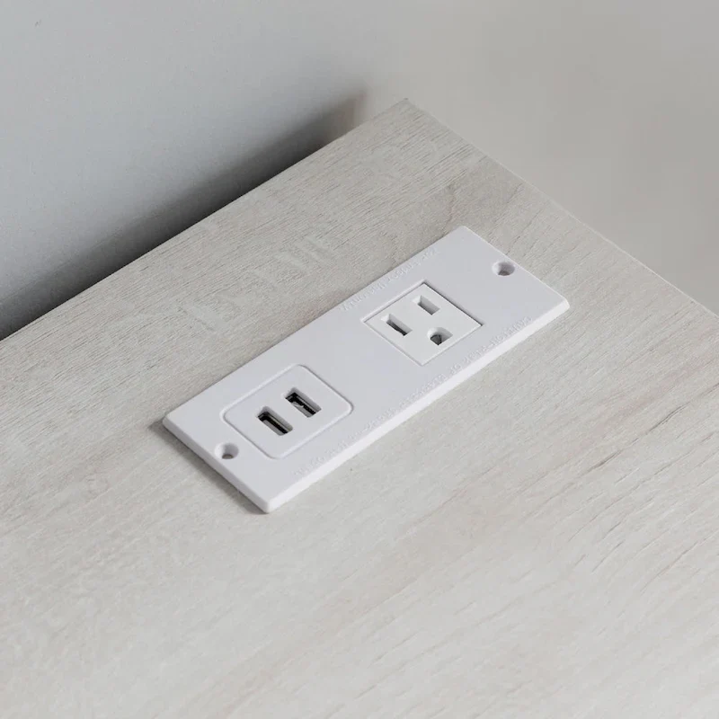 31 Inch File Cabinet Printer Stand Table with 2 Drawers, Oak White